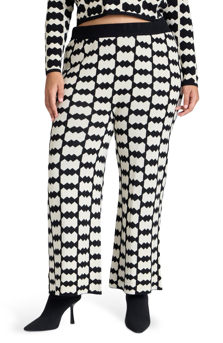ELOQUII Intarsia Straight Leg Sweater Pants, Main, color, 
