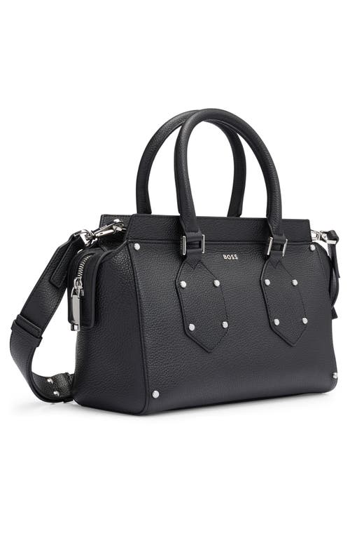 Hugo Boss Boss Small Ivy Leather Shoulder Bag In Black