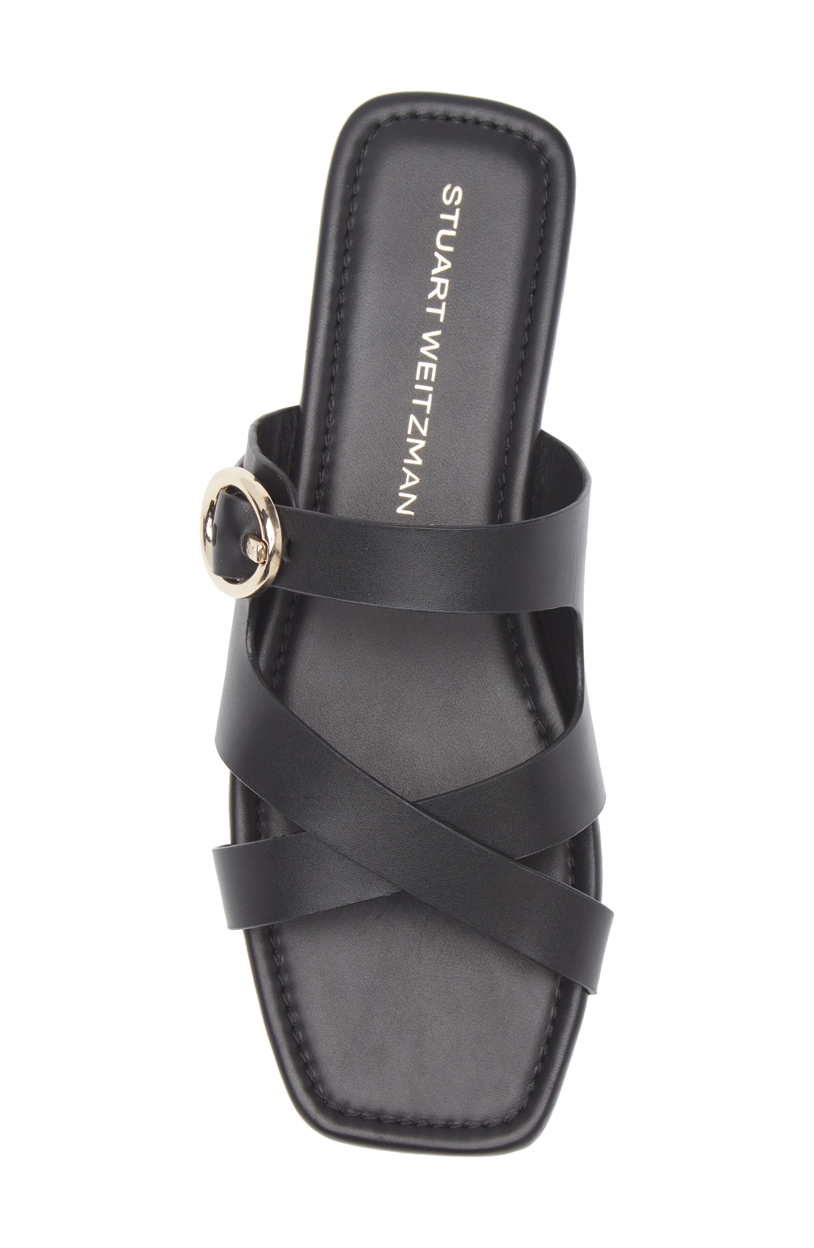 Stuart Weitzman Villa Slide Sandal, Alternate, color, Black