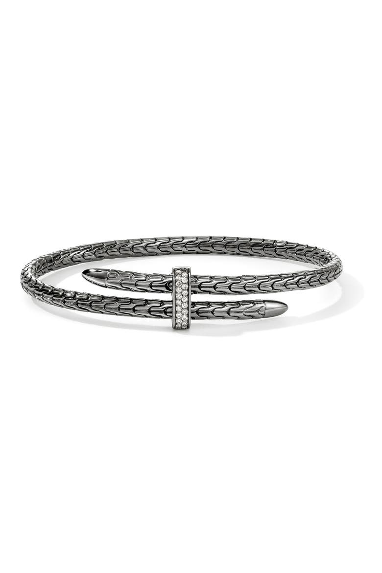 Spear Bangle, 4mm, Main, color, DARK SILVER
