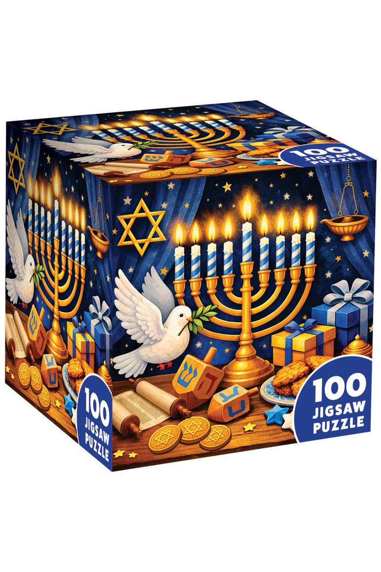 Holiday 100 Piece Puzzle - Hanukkah - 10"x10", Main, color, Multicolor