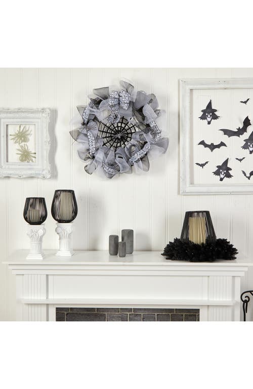 Nearly Natural Halloween Spider Web Wreath In Gray