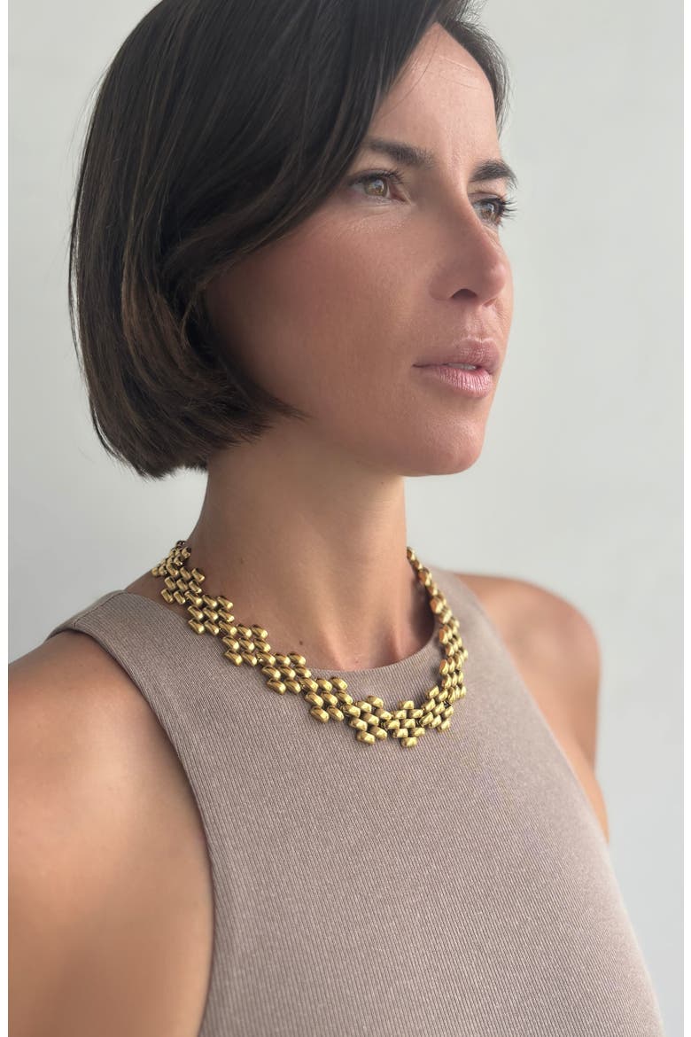 Tarnish Resistant Grid Necklace, Alternate, color, GOLD