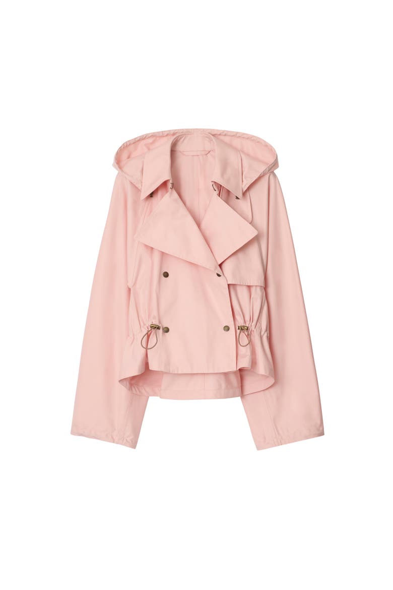 Tropical Gabardine Hooded Trench Jacket, Alternate, color, Flora pink