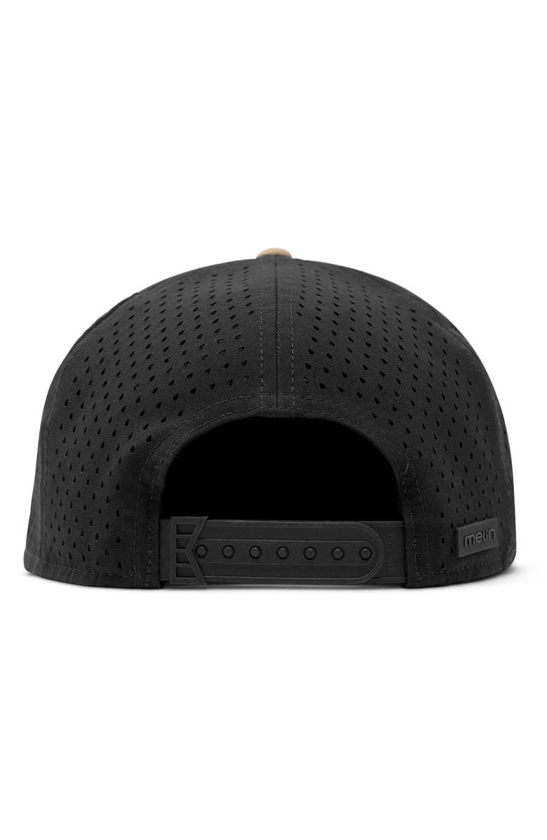 Melin Trenches Icon Hydro Performance Snapback Hat, Alternate, color, Dark Khaki / Black
