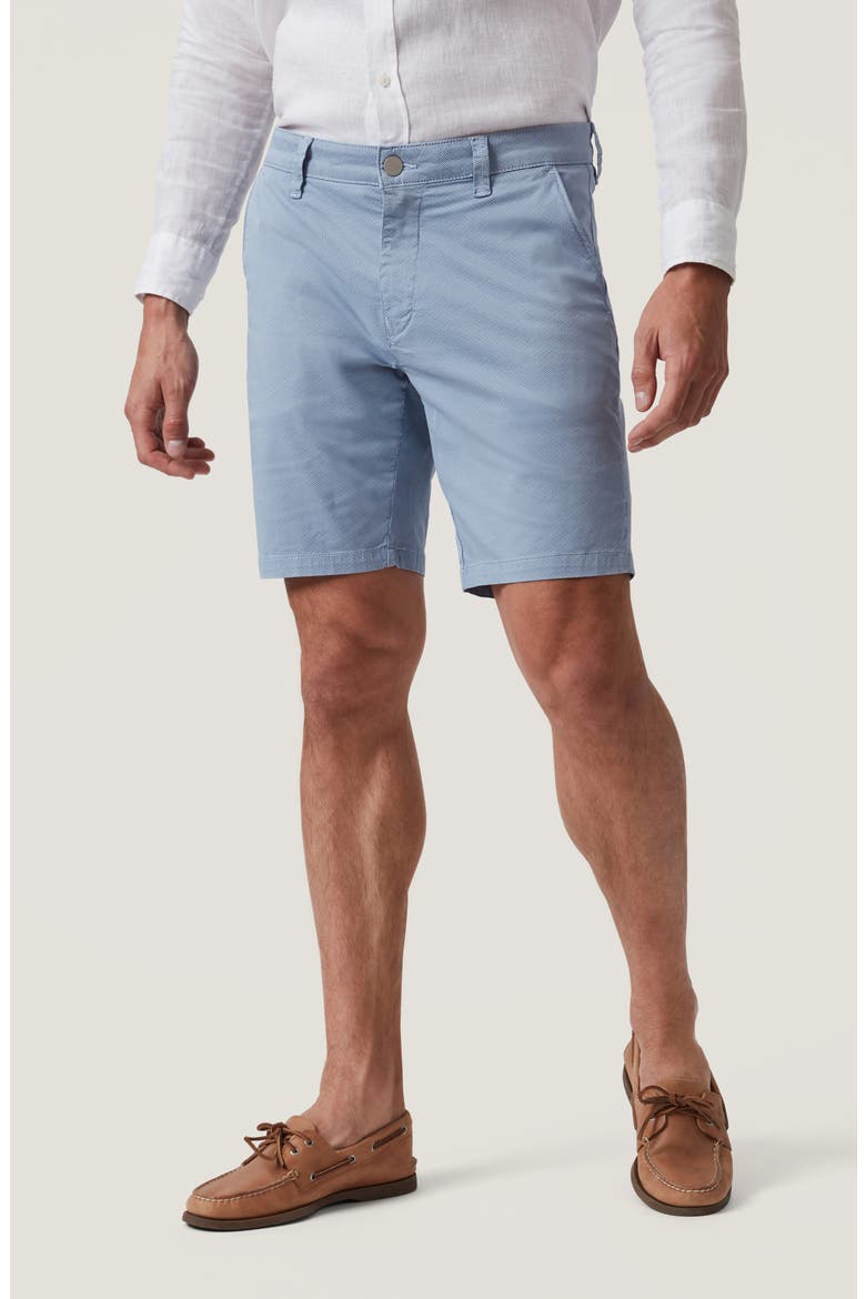 Arizona Slim Fit Blue Tie Print Flat Front Cotton Shorts, Main, color, TIE PRINT