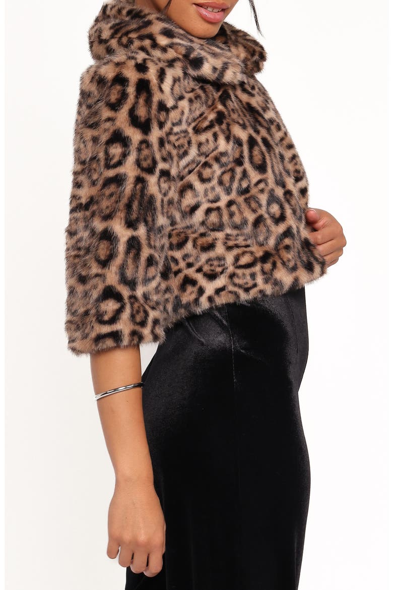 Florian Faux Fur Crop Jacket, Alternate, color, LEOPARD