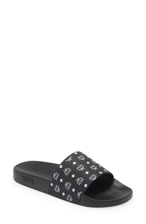 Monogram Print Rubber Slides