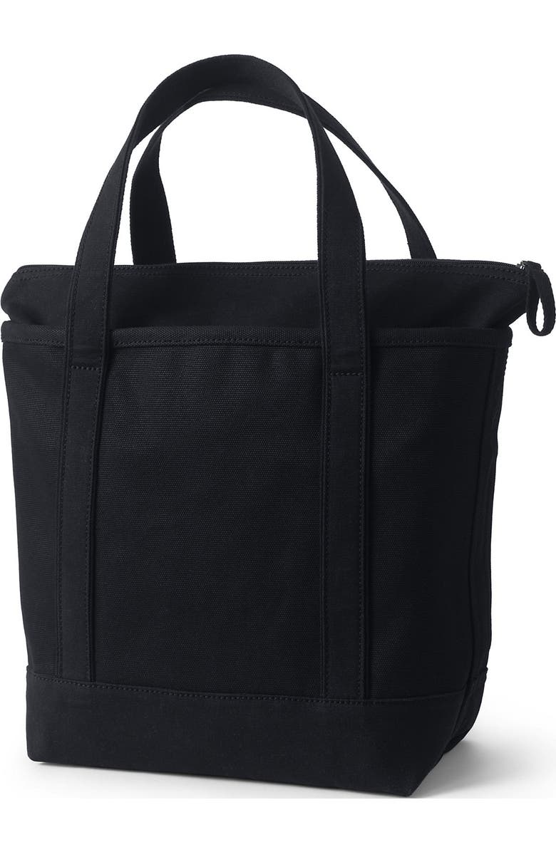 Lands' End Zip Top Canvas Tote Bag, Alternate, color, Black/Black