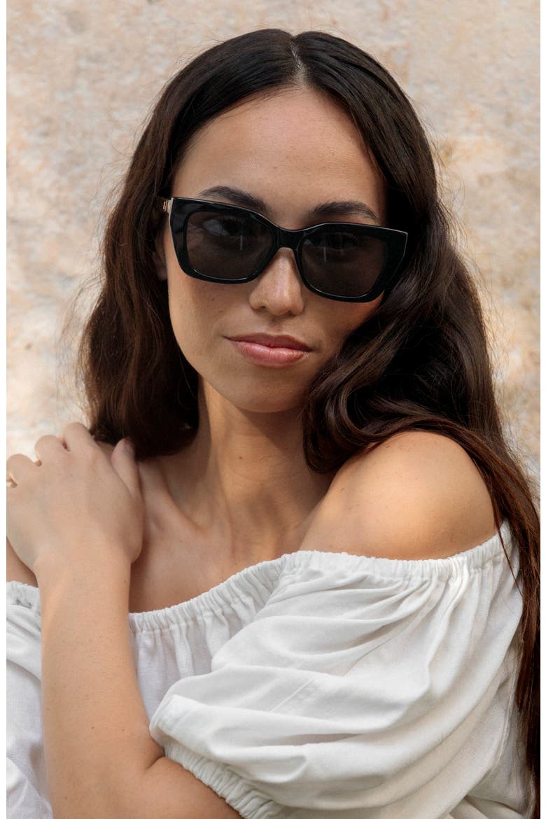 Kai 55mm Cat Eye Polarized Sunglasses, Alternate, color, BLACK LAVA / GRAY LENSES