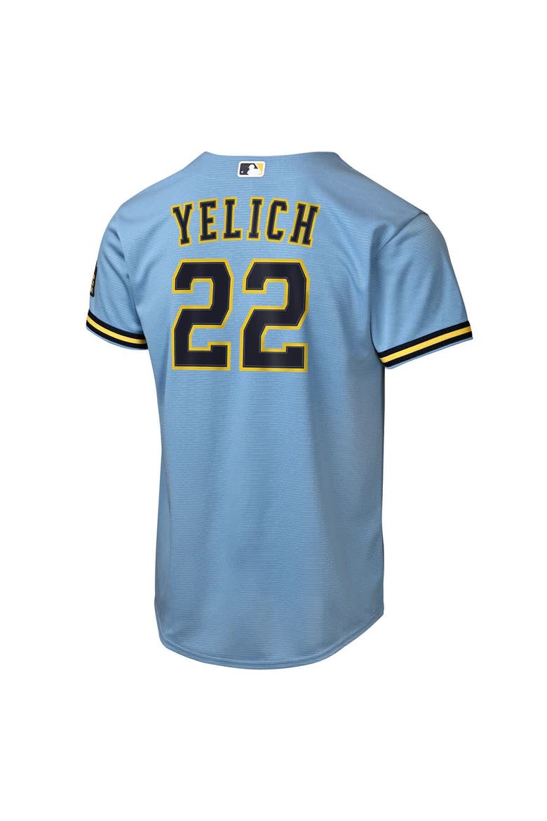 Youth Nike Christian Yelich Powder Blue Milwaukee Brewers Road Stadium Jersey, Alternate, color, Powder Blue