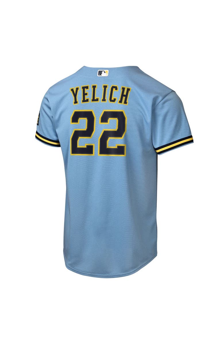 Nike Youth Nike Christian Yelich Powder Blue Milwaukee Brewers Road Stadium Jersey, Alternate, color, Powder Blue