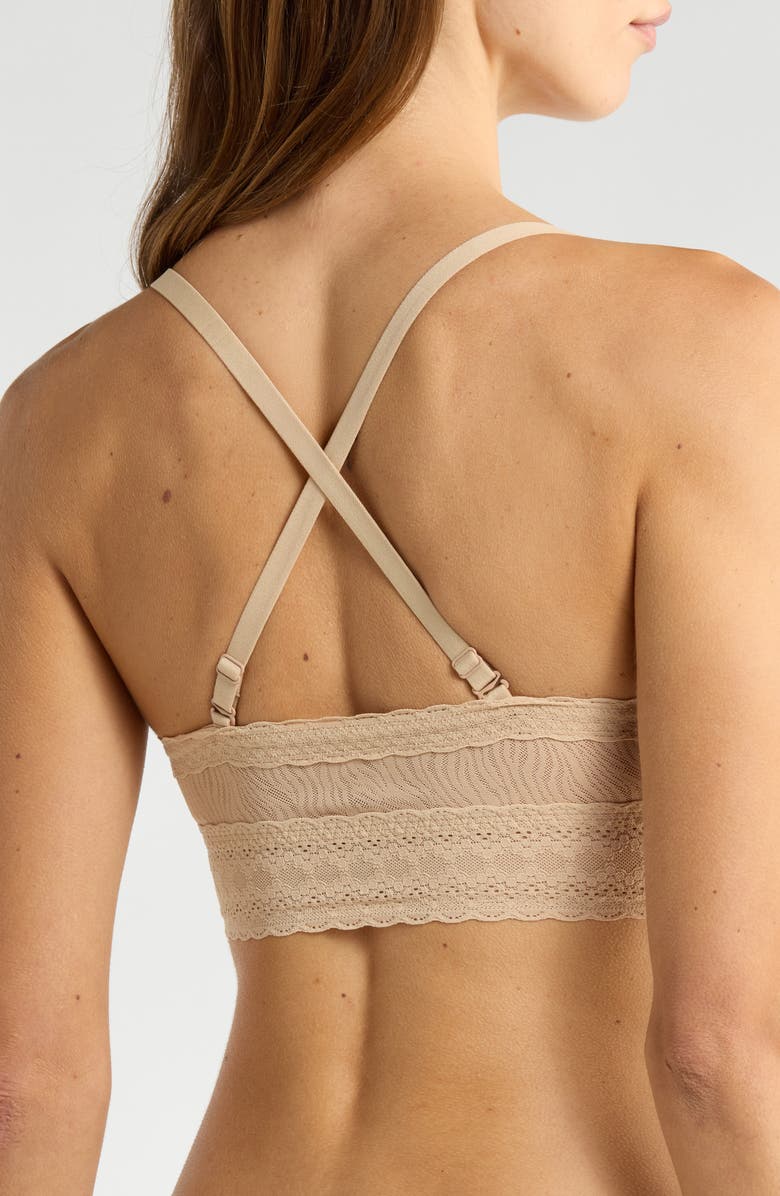 MeUndies Allover Lace V-Neck Bralette, Alternate, color, Latte Zebra