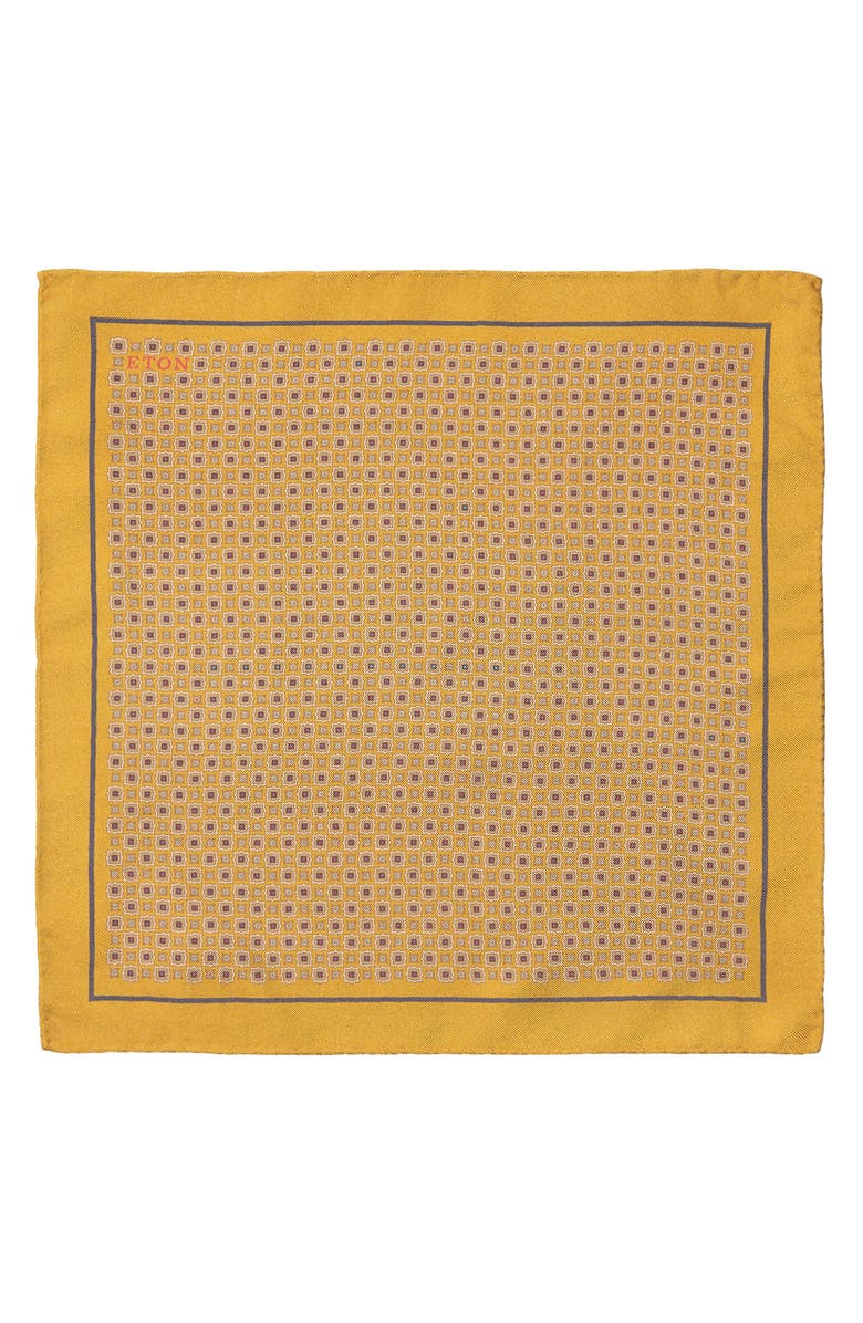 Eton Geometric Silk Pocket Square, Alternate, color, Light Yellow