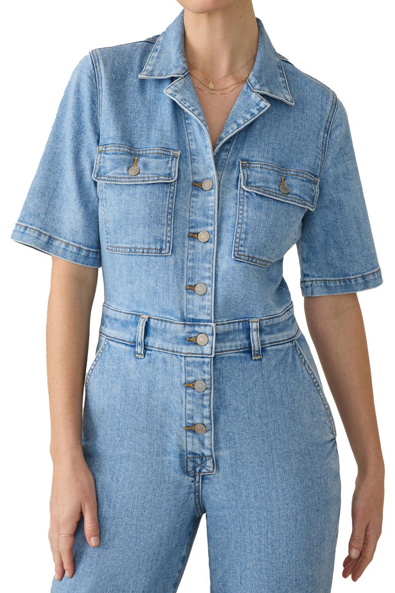 Michelle Denim Jumpsuit, Alternate, color, CLOUD LIGHT WASH