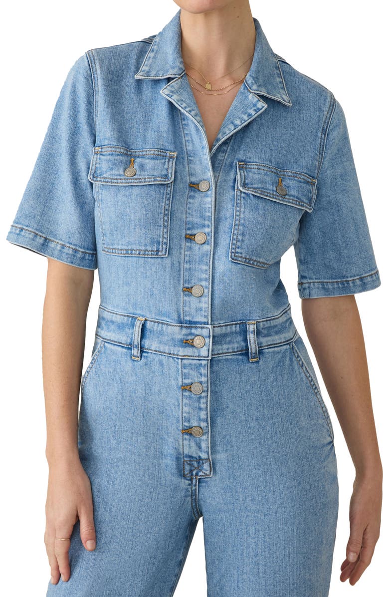 Faherty Michelle Denim Jumpsuit, Alternate, color, Cloud Light Wash