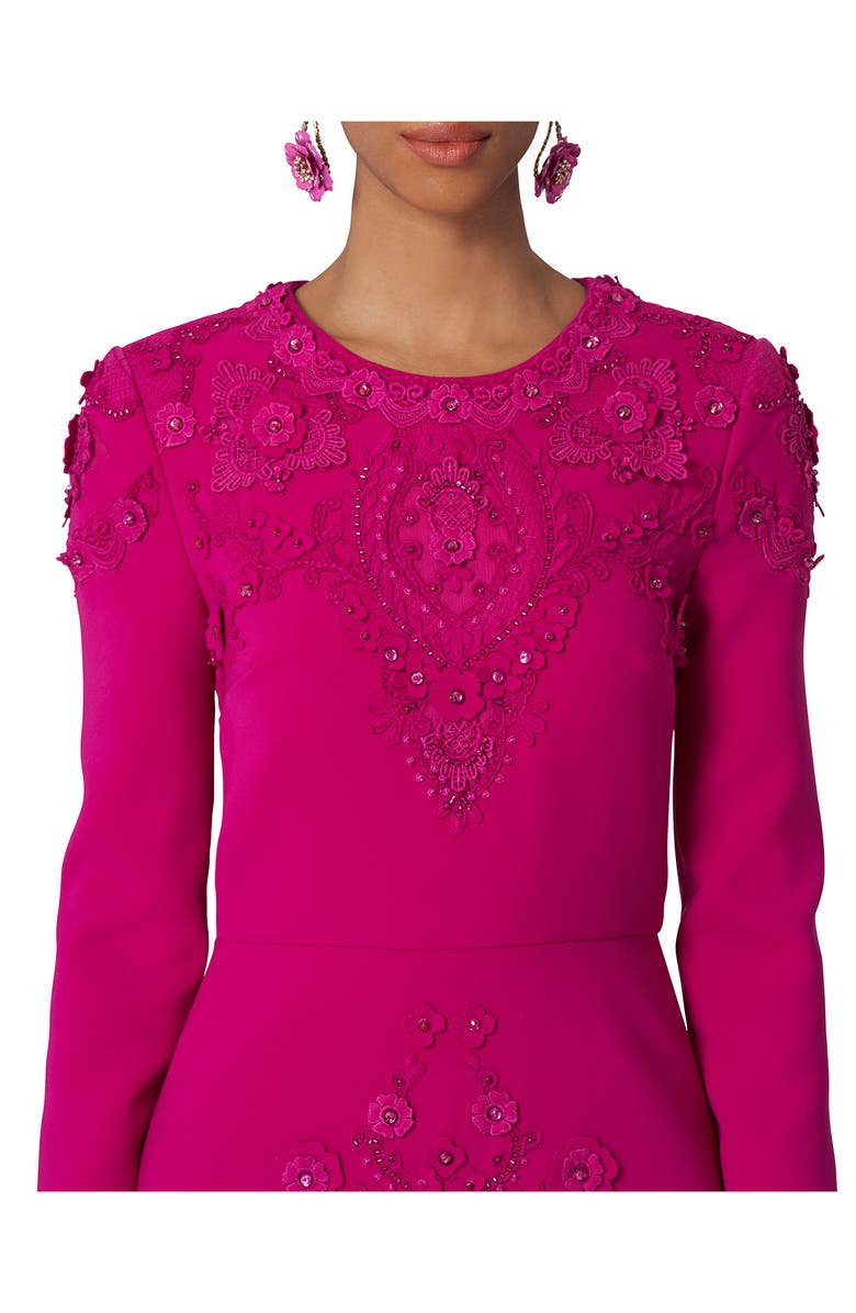 Carolina Herrera Beaded Embroidery Long Sleeve Cocktail Minidress, Alternate, color,