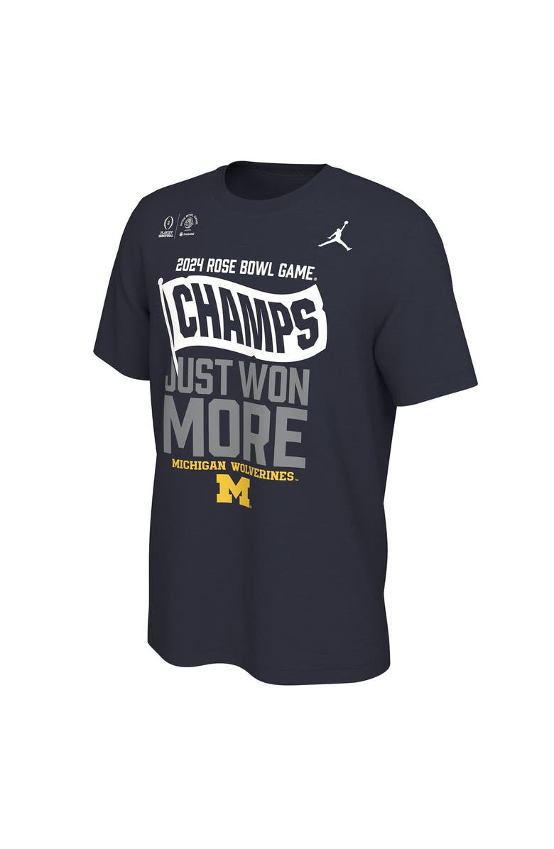 Jordan Brand Men's Jordan Brand Navy Michigan Wolverines College Football Playoff 2024 Rose Bowl Champions Locker Room T-Shirt, Alternate, color, 