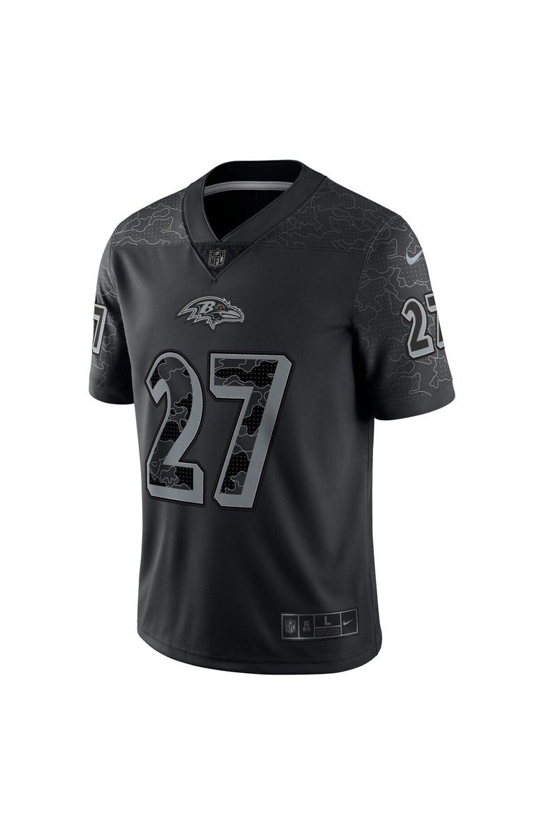 Nike Men's Nike J.K. Dobbins Black Baltimore Ravens RFLCTV Limited Jersey, Alternate, color, 