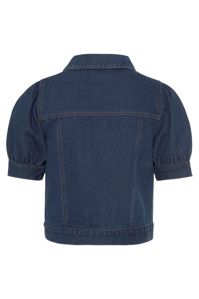 Puff Sleeve Denim Jacket, Alternate, color, Dark Washed