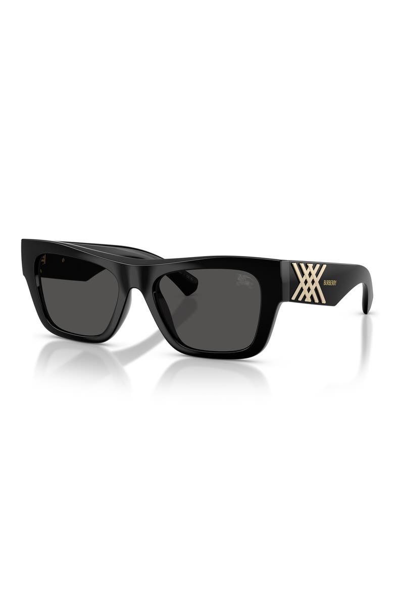 53mm Rectangle Sunglasses, Alternate, color, BLACK / DARK GREY
