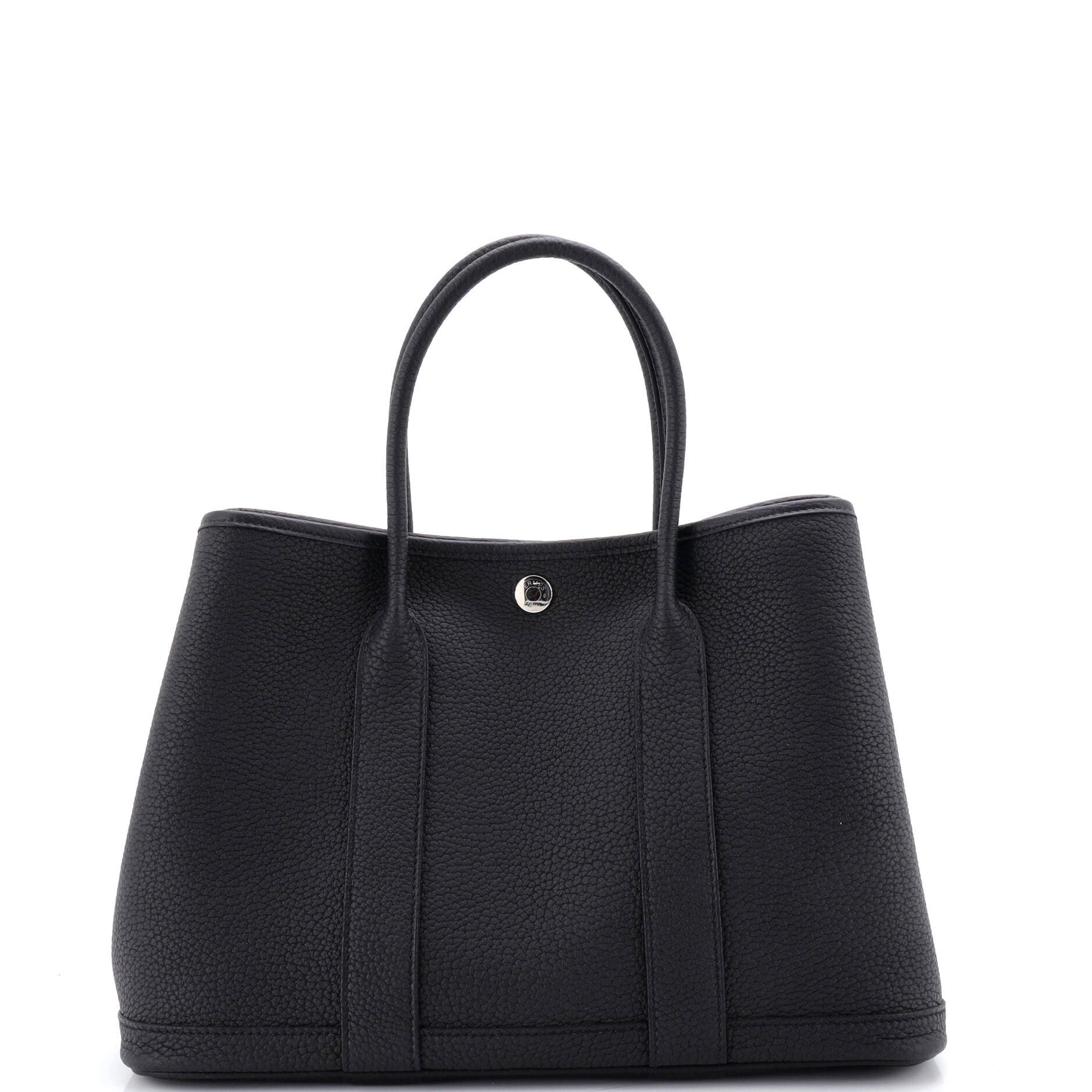 Pre-Owned Hermes Garden Party Tote Leather 30, Main, color, Noir