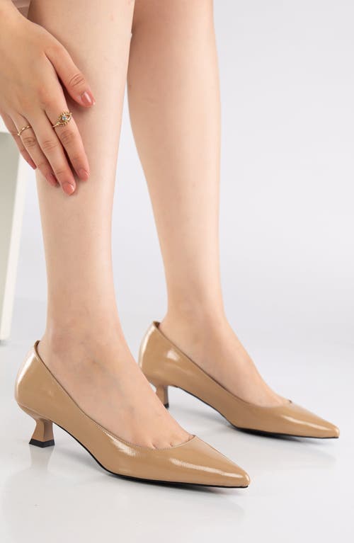 Forever & Always Shoes Helly Kitten Heel Leather Stiletto Pumps