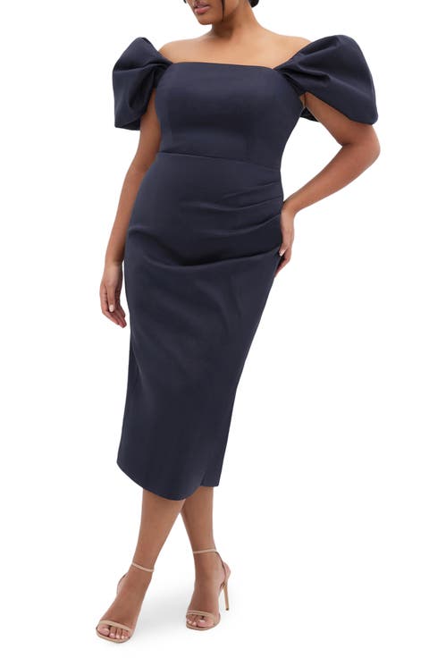 Elyse Puff Sleeve Sheath Dress (Plus)