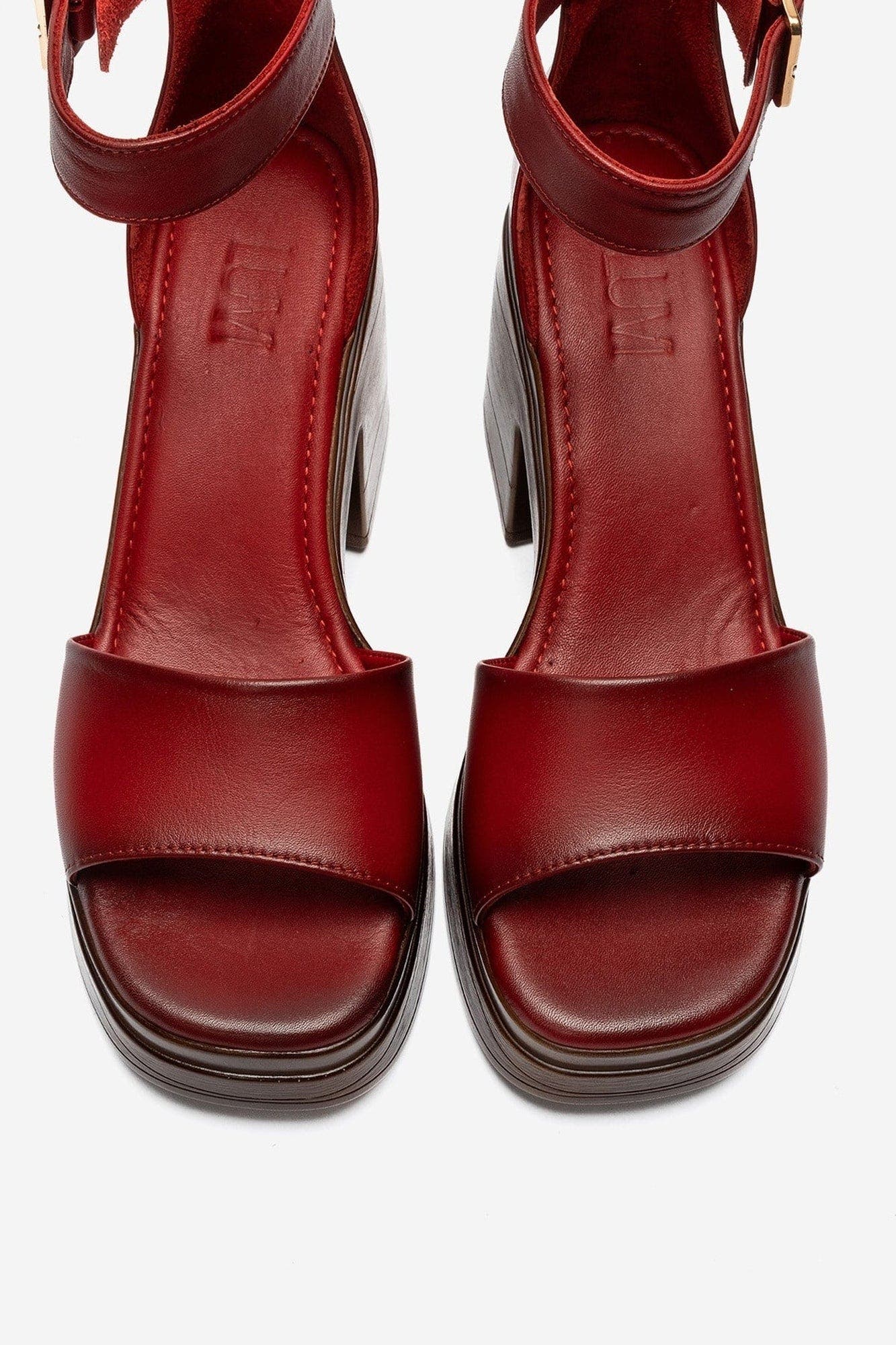 Margot Leather Platform Sandal, Alternate, color, Red Leather