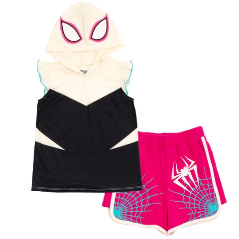 Spider-Man Cosplay 2-Piece Sleeveless Hoodie and Shorts Set