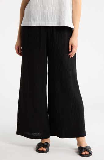 Eileen Fisher Wide Leg Organic Cotton Ankle Pants