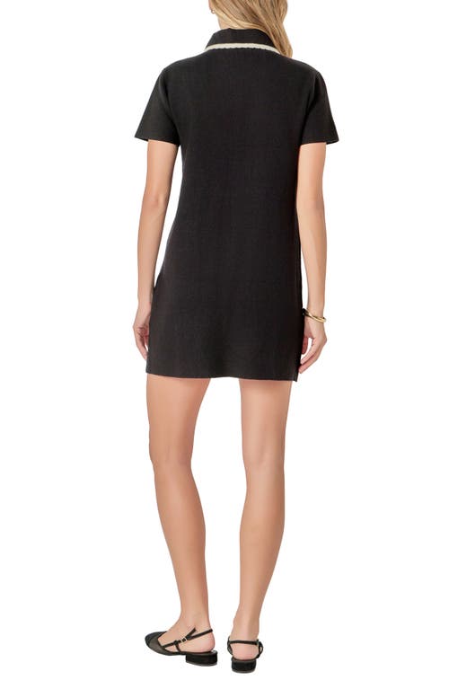 English Factory Scalloped Polo Minidress In Black