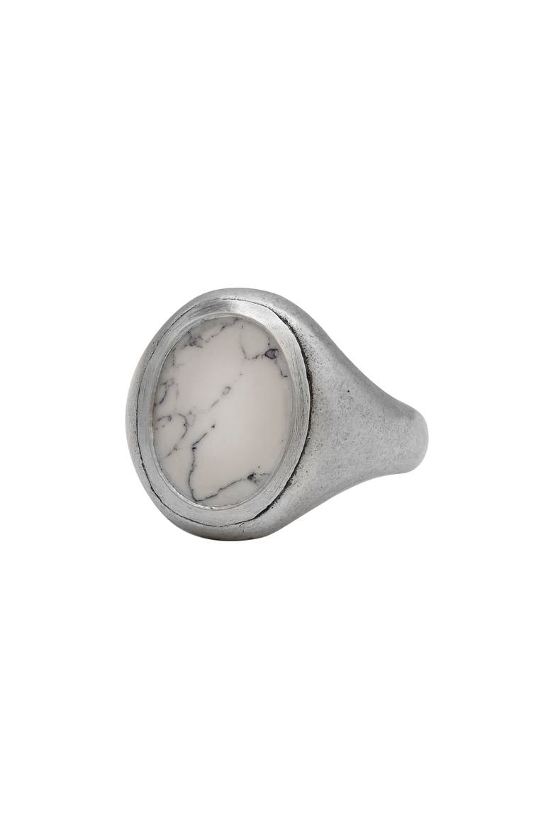 Men's Artisan Sterling Silver Howlite Signet Ring, Main, color, SILVER
