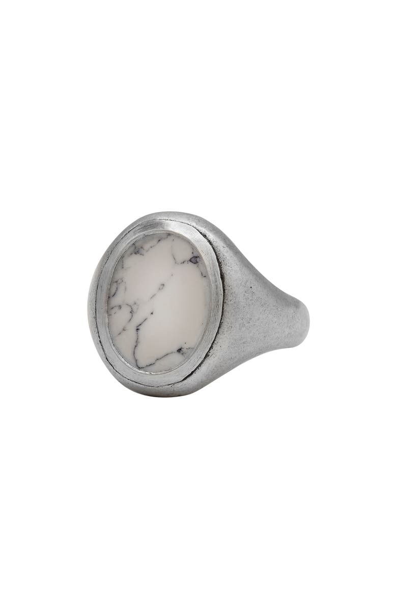 John Varvatos Men's Artisan Sterling Silver Howlite Signet Ring, Main, color, Silver