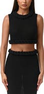 Naked Wardrobe Rib Knit Braid Trim Crop Top