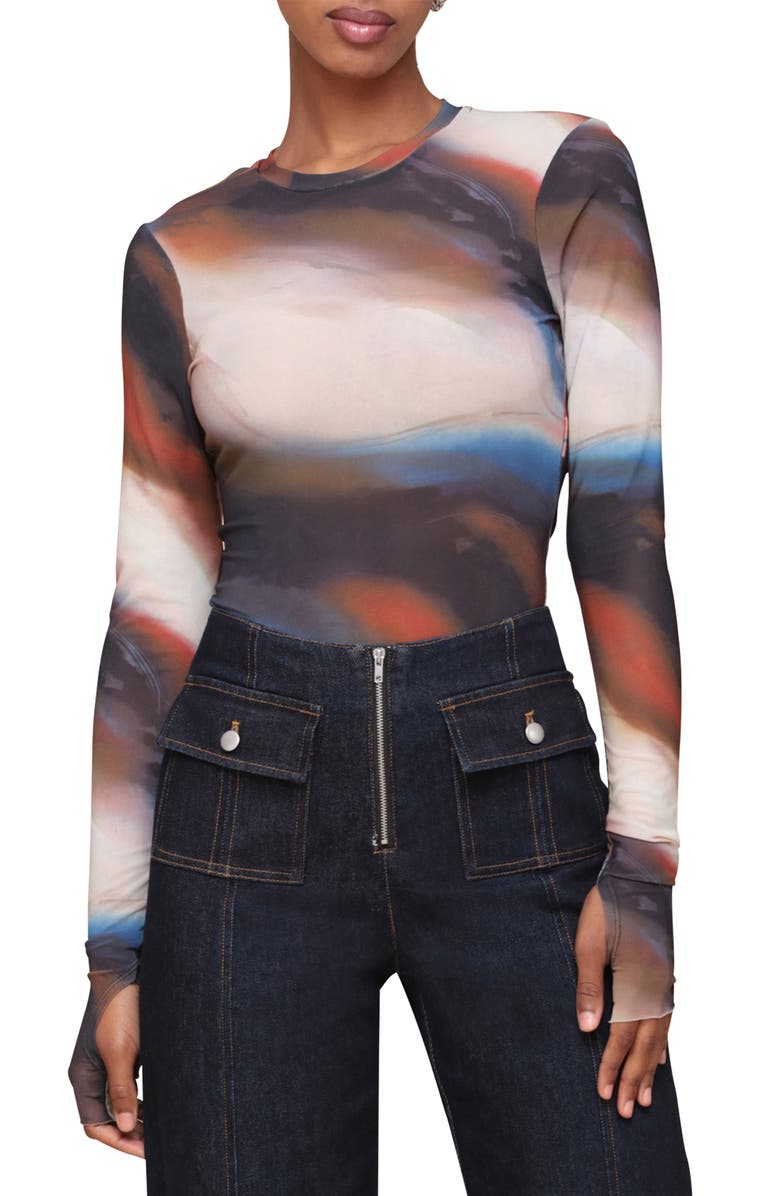 Avec Les Filles Animal Spot Mesh T-Shirt, Main, color, 