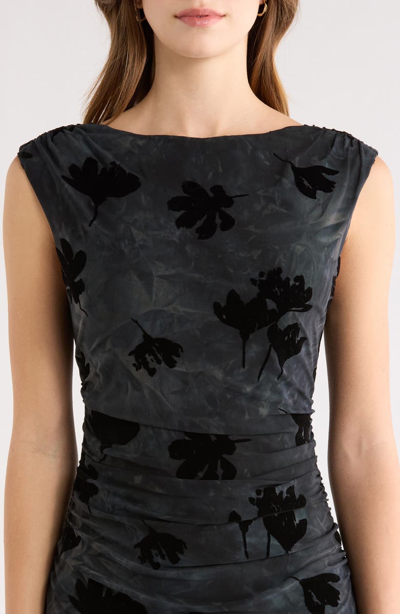 ASTR the Label Tionne Burnout Midi Dress, Alternate, color, Teal Black