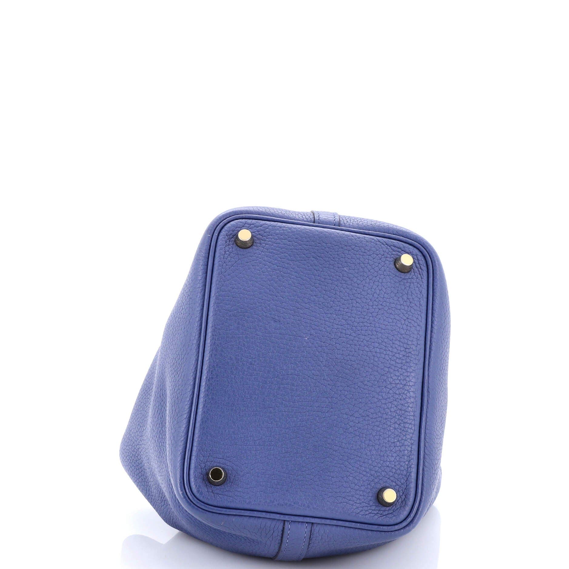 Pre-Owned Hermes Picotin Lock Bag Clemence PM, Alternate, color, Bleu Brighton