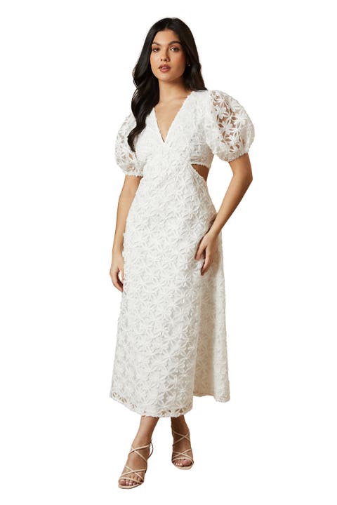 Textured Cutout Detail Midi Dress