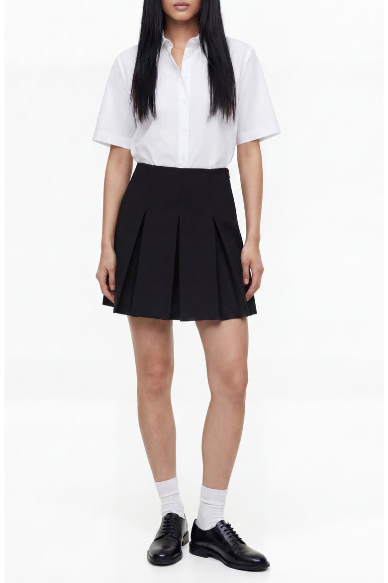 Mandy Pleated Skirt, Alternate, color, BLACK