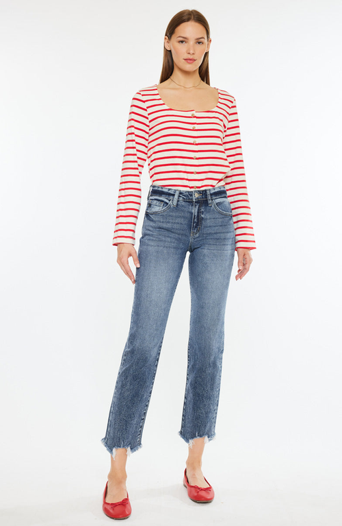 Kancan Kathrine Essentials High Rise Slim Straight Leg Jeans In Blue