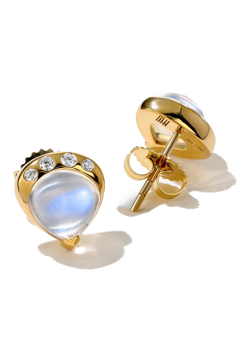 Gumdrop Moonstone & Diamond Stud Earrings, Main, color, MOONSTONE