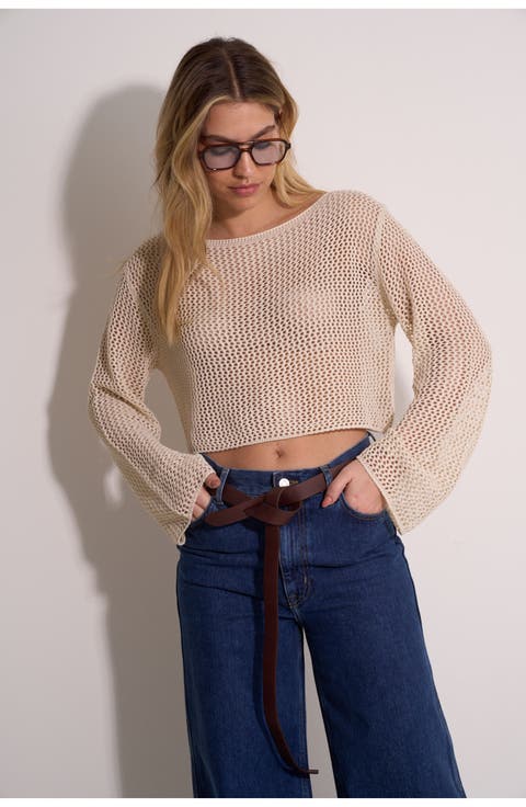 Anna Two Crochet Long Sleeve Beach Top