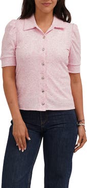 CYRUS Puff Sleeve Button Front Shirt