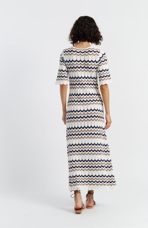 Chinti & Parker Navy Cotton Chevron Stitch Dress In Navy