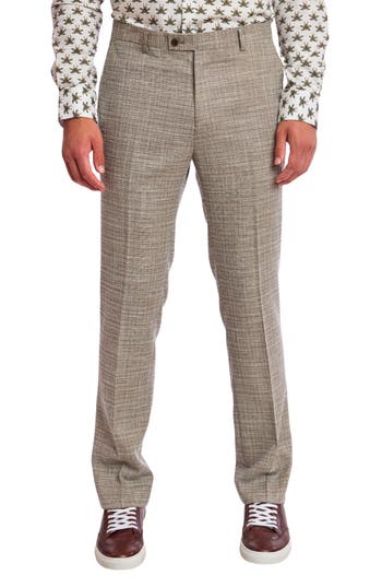 Paisley & Gray Downing Slim Flat Front Crosshatch Textured Dress Pants In Multi