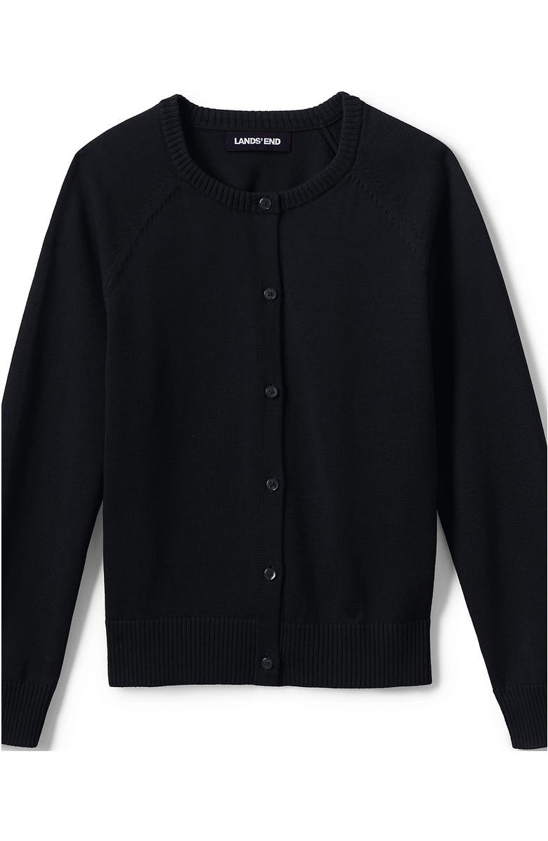 Lands' End School Uniform Girls Cotton Modal Cardigan Sweater, Alternate, color, Black