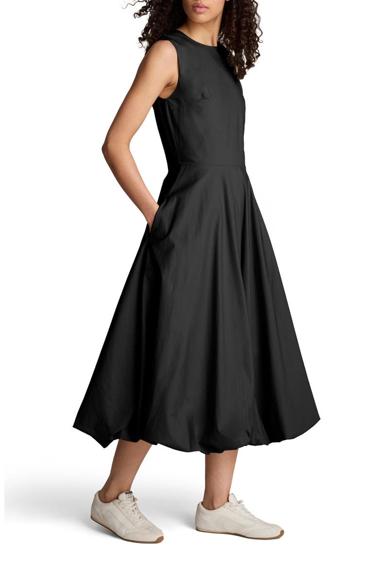 Sleeveless Bubble Hem Midi Dress, Alternate, color, BLACK