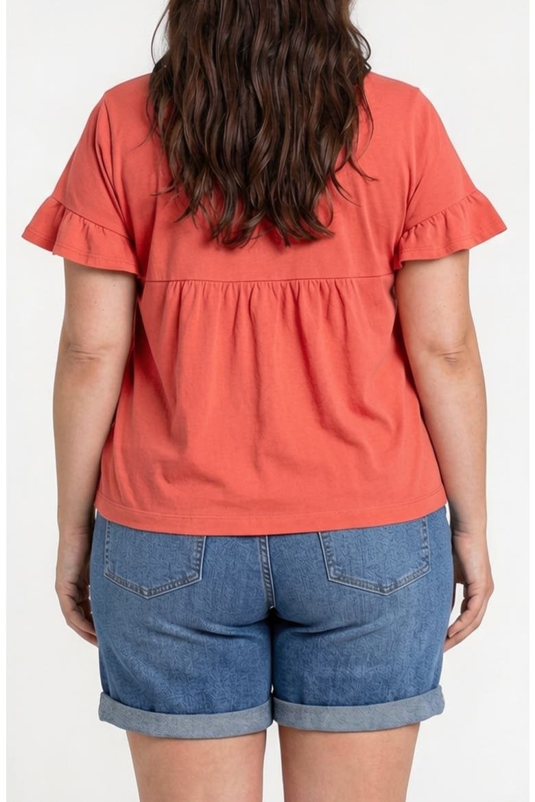 Flutter Sleeve Top, Alternate, color, RED CLAY