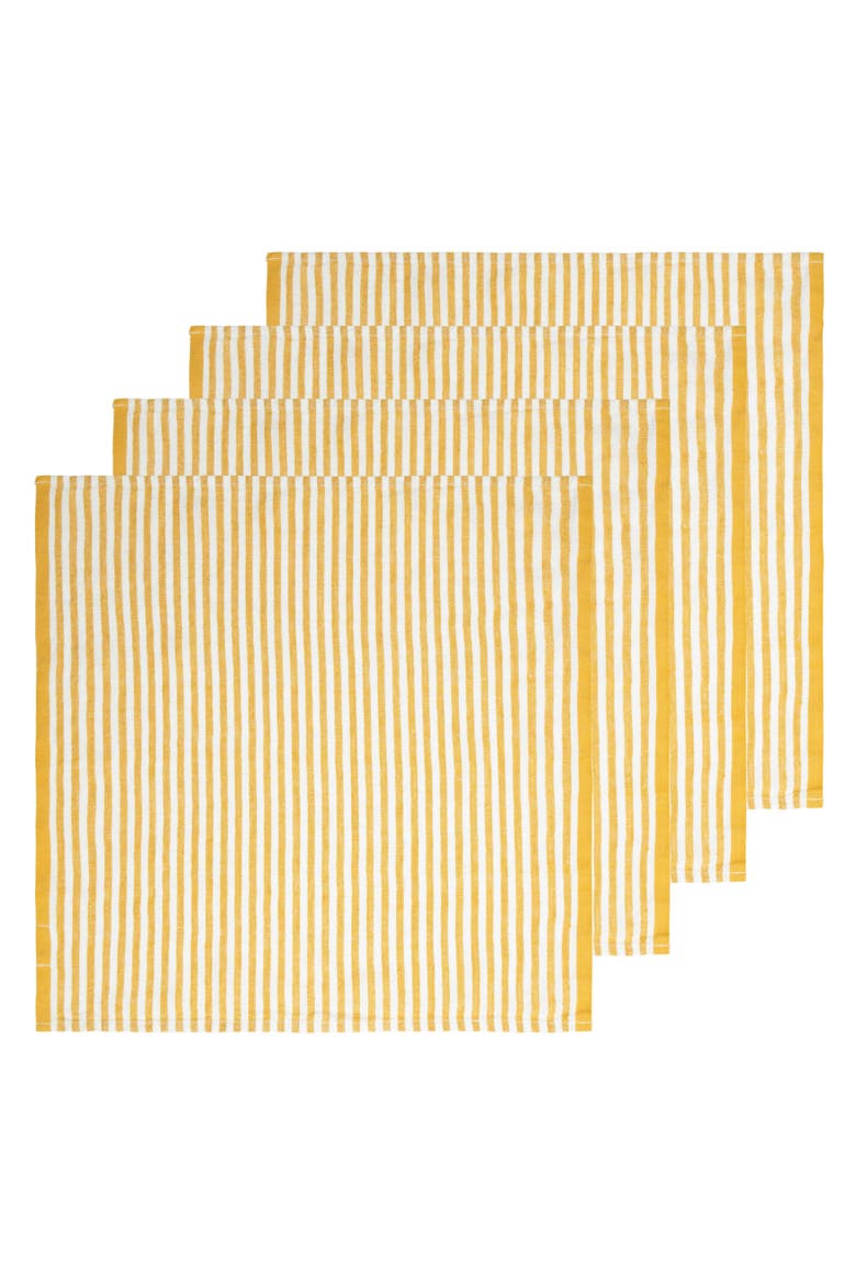 Ticking Stripe Napkins - Set of 4, Main, color, Mustard 20" x 20"